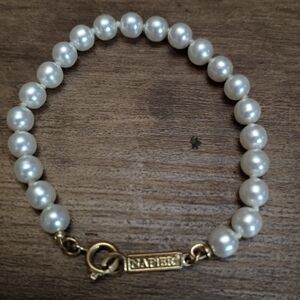 Napier White Faux Pearl Bracelet with Gold Clasp
